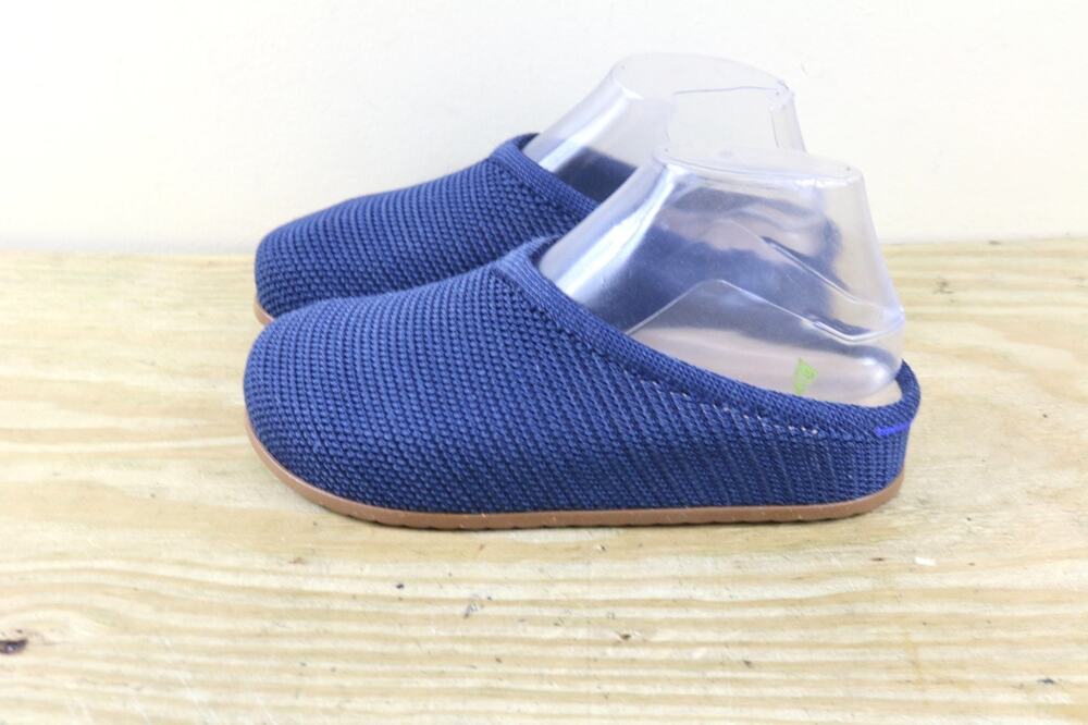 New Rothys 7 Shoes Blue Textured Raffia Knit The Casual Clog Flats